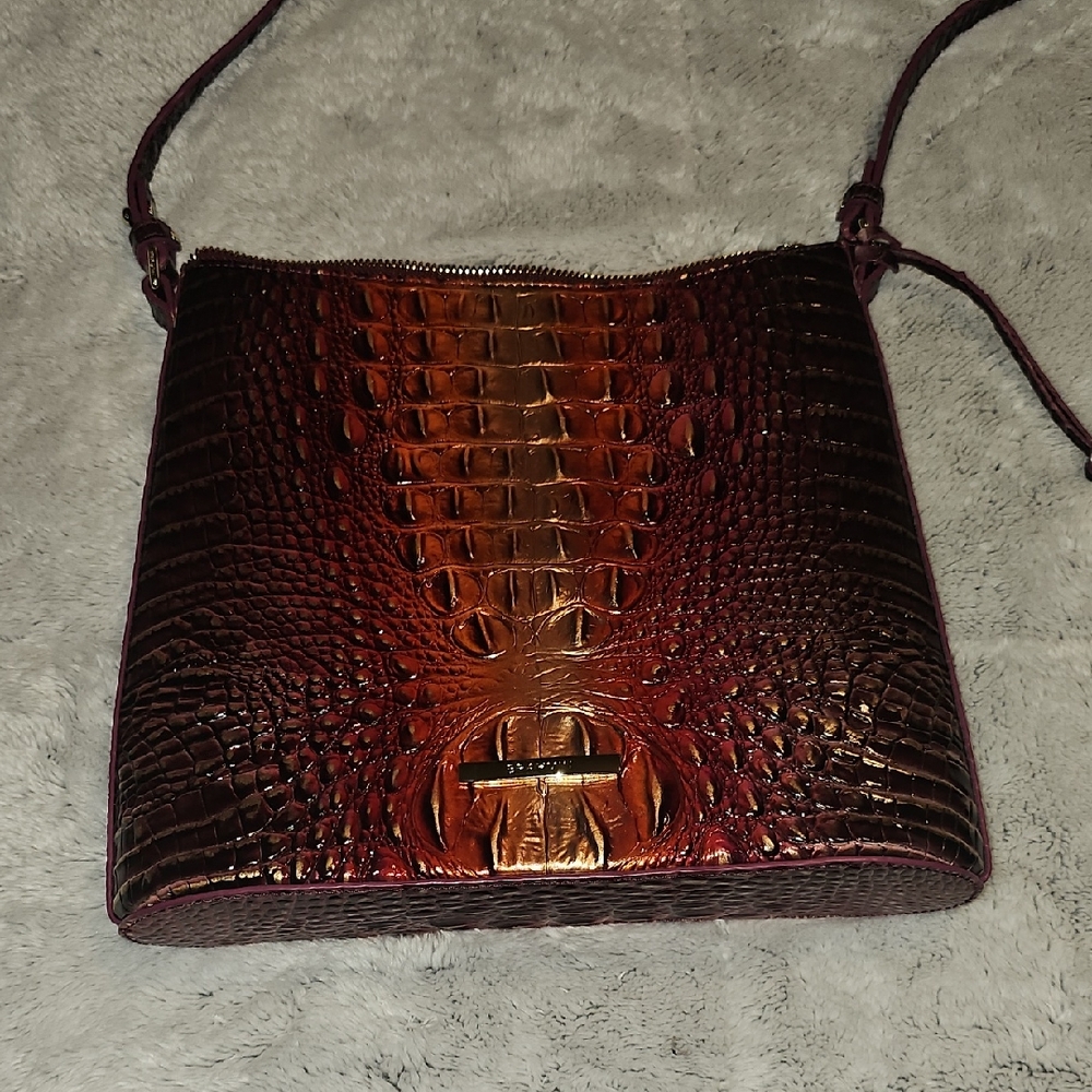 Brahmin Pecan Crocodile-Embossed Crossbody Bag
